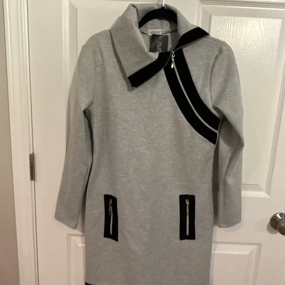 Nimoco Gray and Black women’s XLarge Zip-Up Dress NWT - Picture 1 of 7